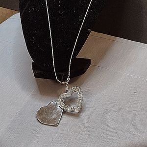 Heart shaped silver-tone pendant necklace